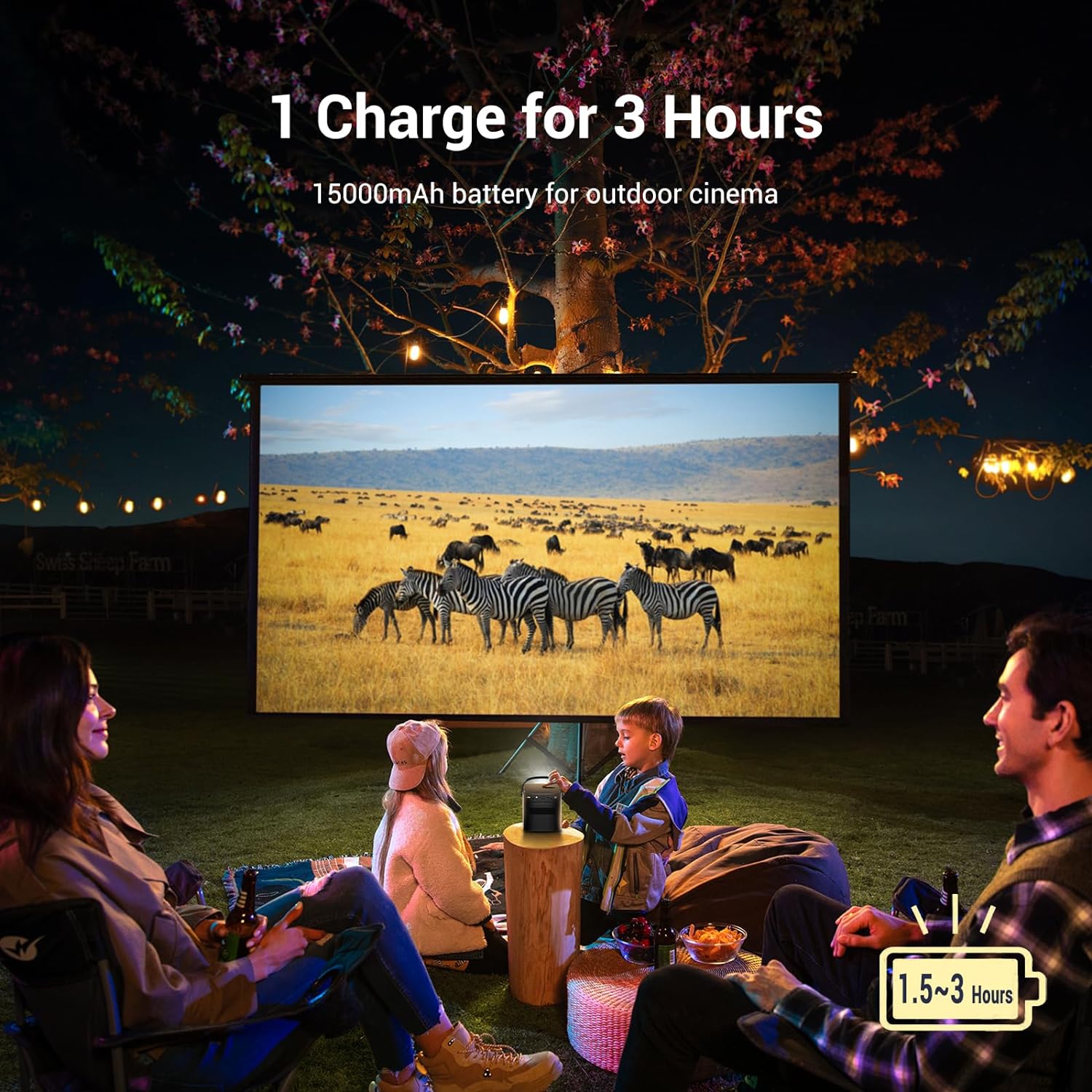 Projecteur Prise en charge 3D Android 11.0 Smart Projecteur Grand Écran 300 Pouces Projecteur Portable pour Films Maison Extérieur-Magcubic