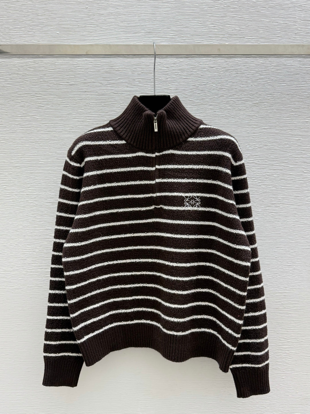 LW 26FW Striped Half-Zip Knit Sweater High Collar Chest Logo Wool 313348