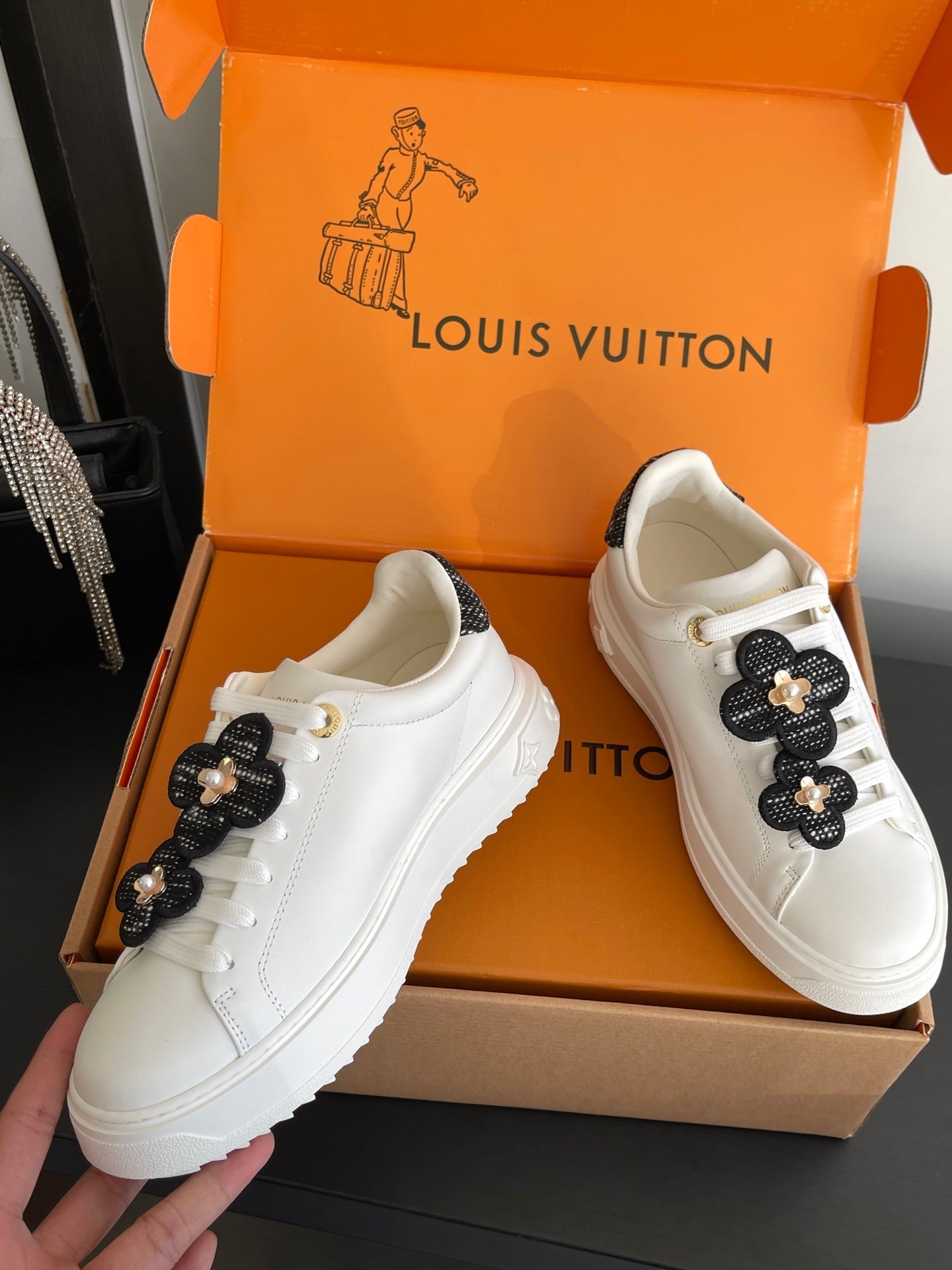 LV Time Out Sneakers Monogram Flower Charms Leather 176800