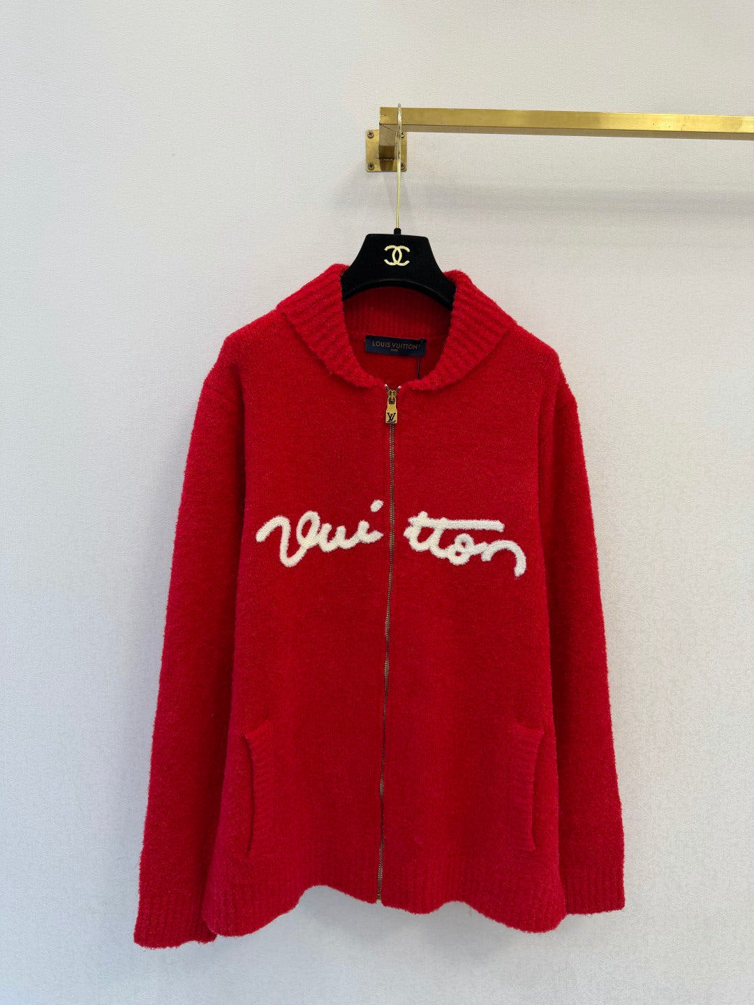 LV 26FW Zip-Up Cardigan with Turn-Down Collar Wool 441802