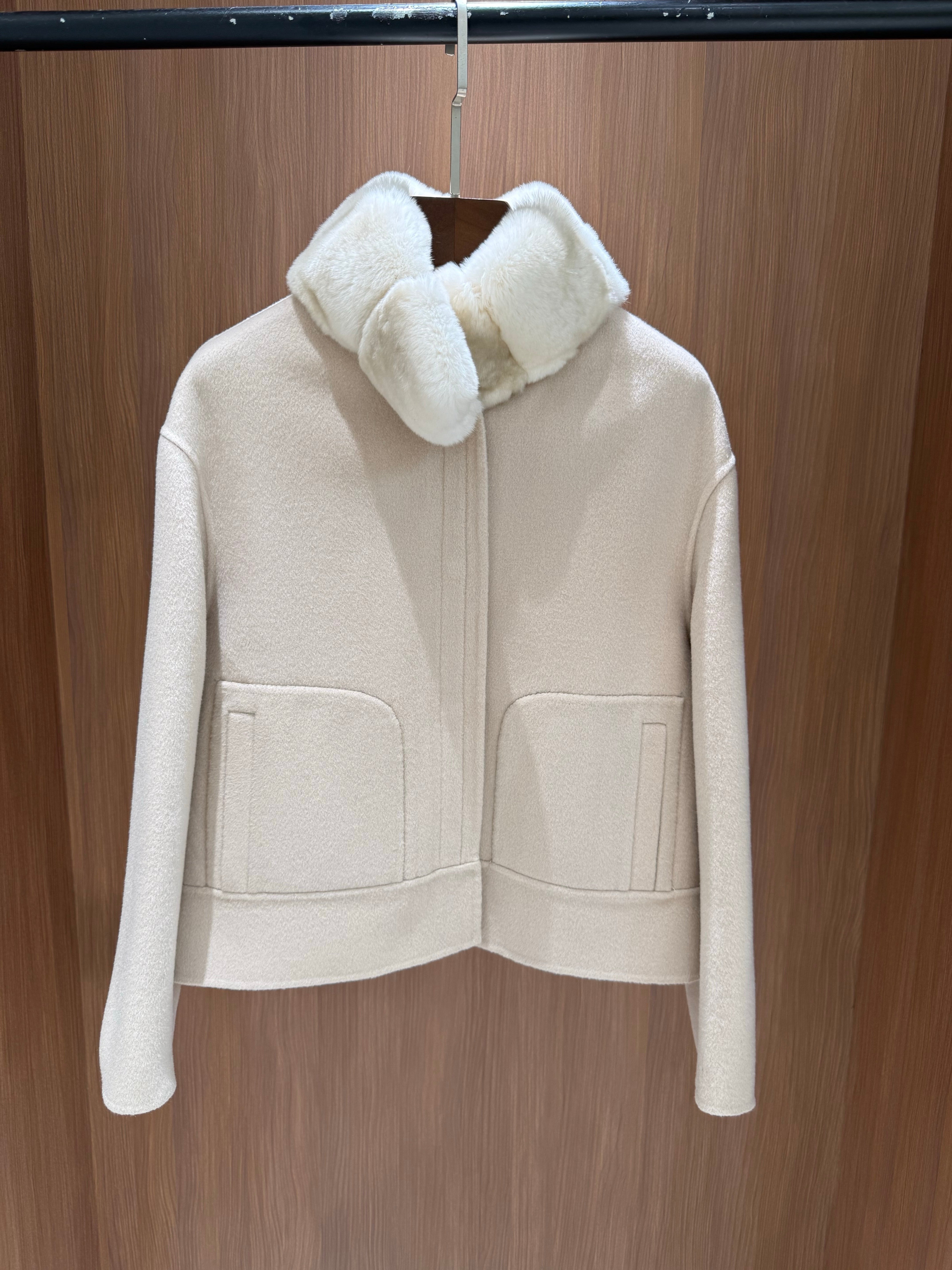 LP 26FW Cropped Blouson Jacket Rabbit Fur Collar Wool 440865