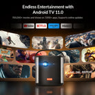 Projecteur Prise en charge 3D Android 11.0 Smart Projecteur Grand Écran 300 Pouces Projecteur Portable pour Films Maison Extérieur-Magcubic