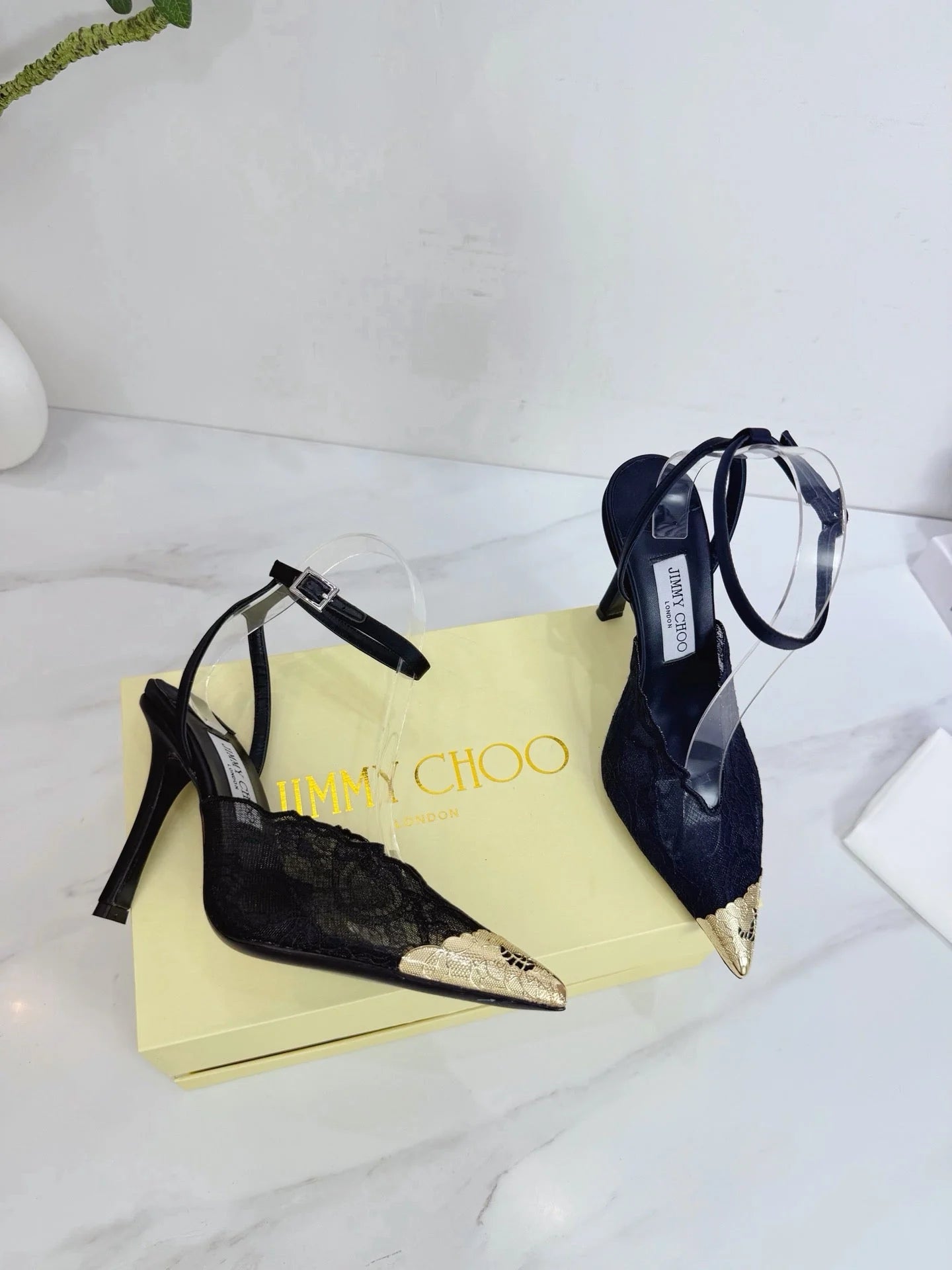 Jimmy Choo 2026 Faiz 100 Pump Gold Toe Lace Leather