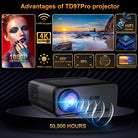 Videoprojecteur THUNDEAL TD97 Full HD 1080P WiFi LED TD97 pour Home cinéma Android 3D 2K 4K-Magcubic