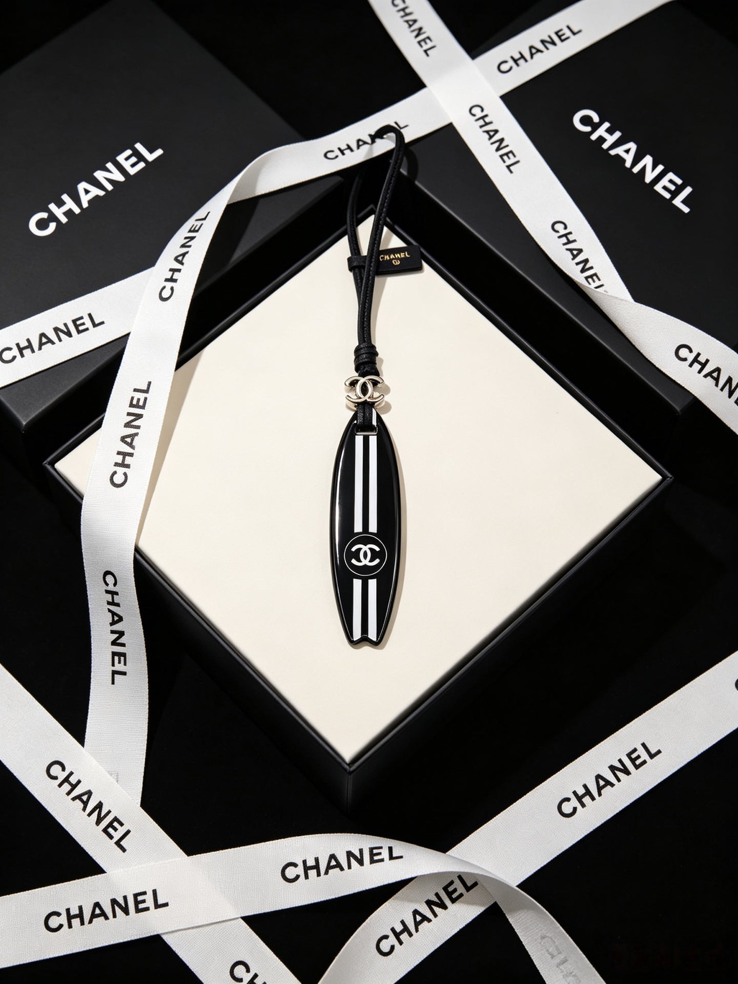Chanel Surfboard-shaped Leather Cord Charm