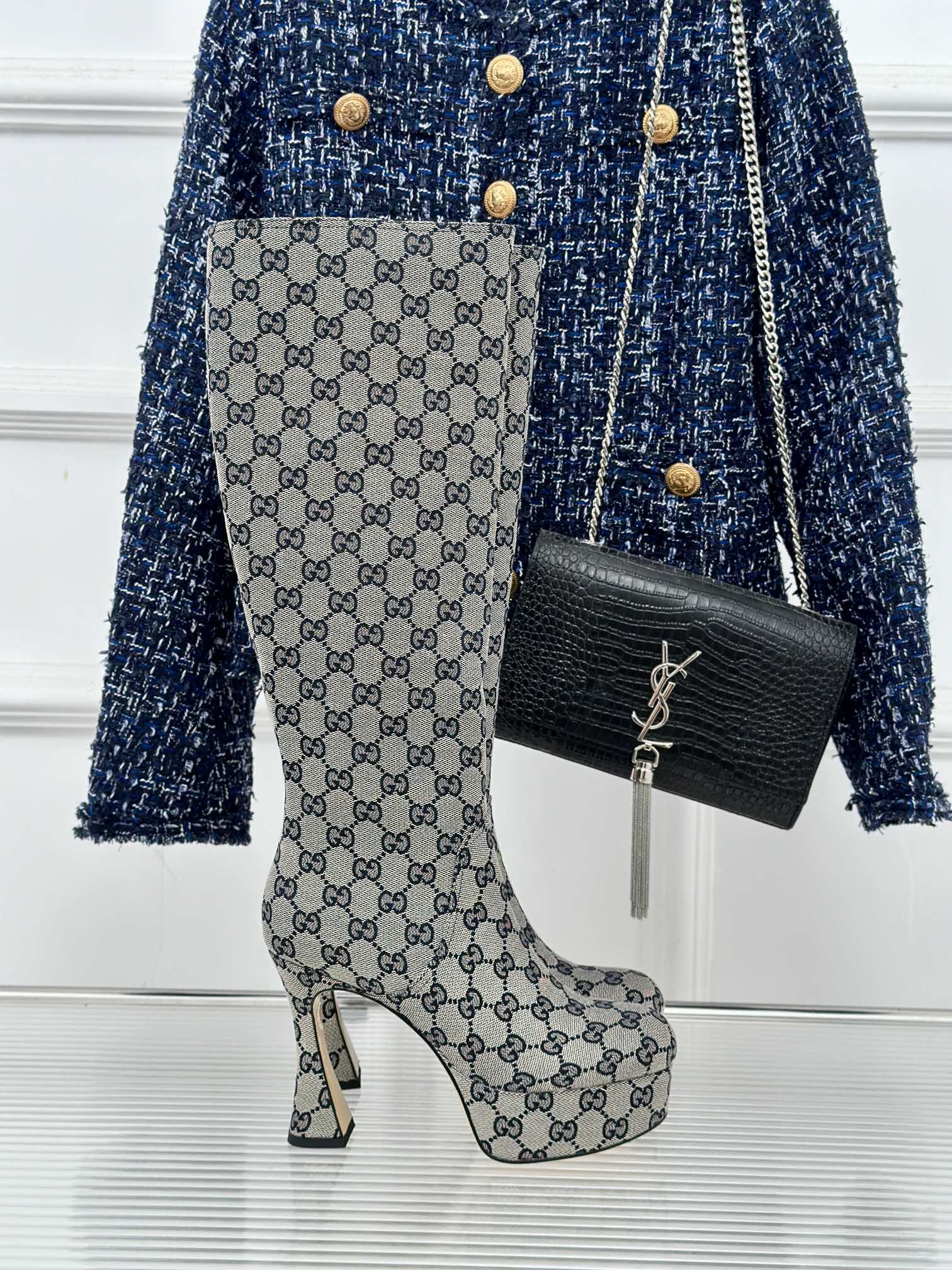 GG 26s Platform High Boots 11.5cm Canvas 174673