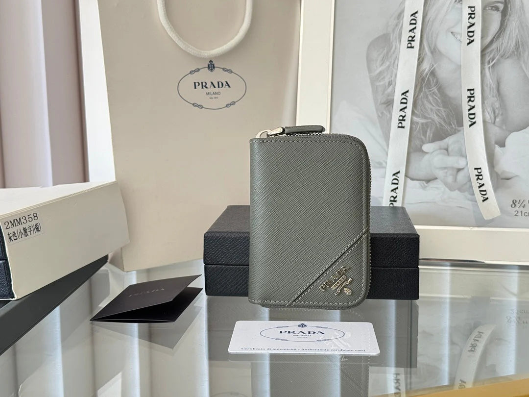 Prada 2026 Cardholder Zipper Bag 10cm Calfskin