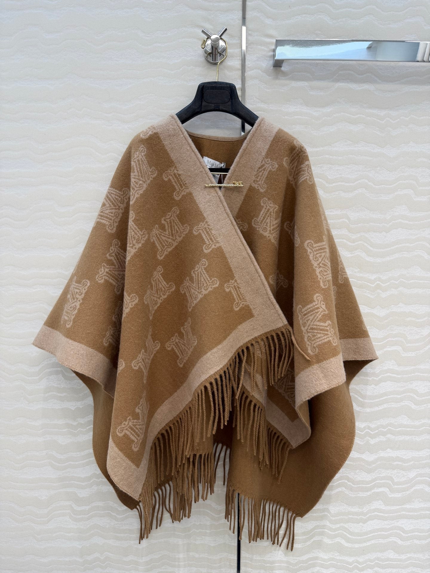 Max Mara 26S Monogram Fringe Poncho Cape 440931