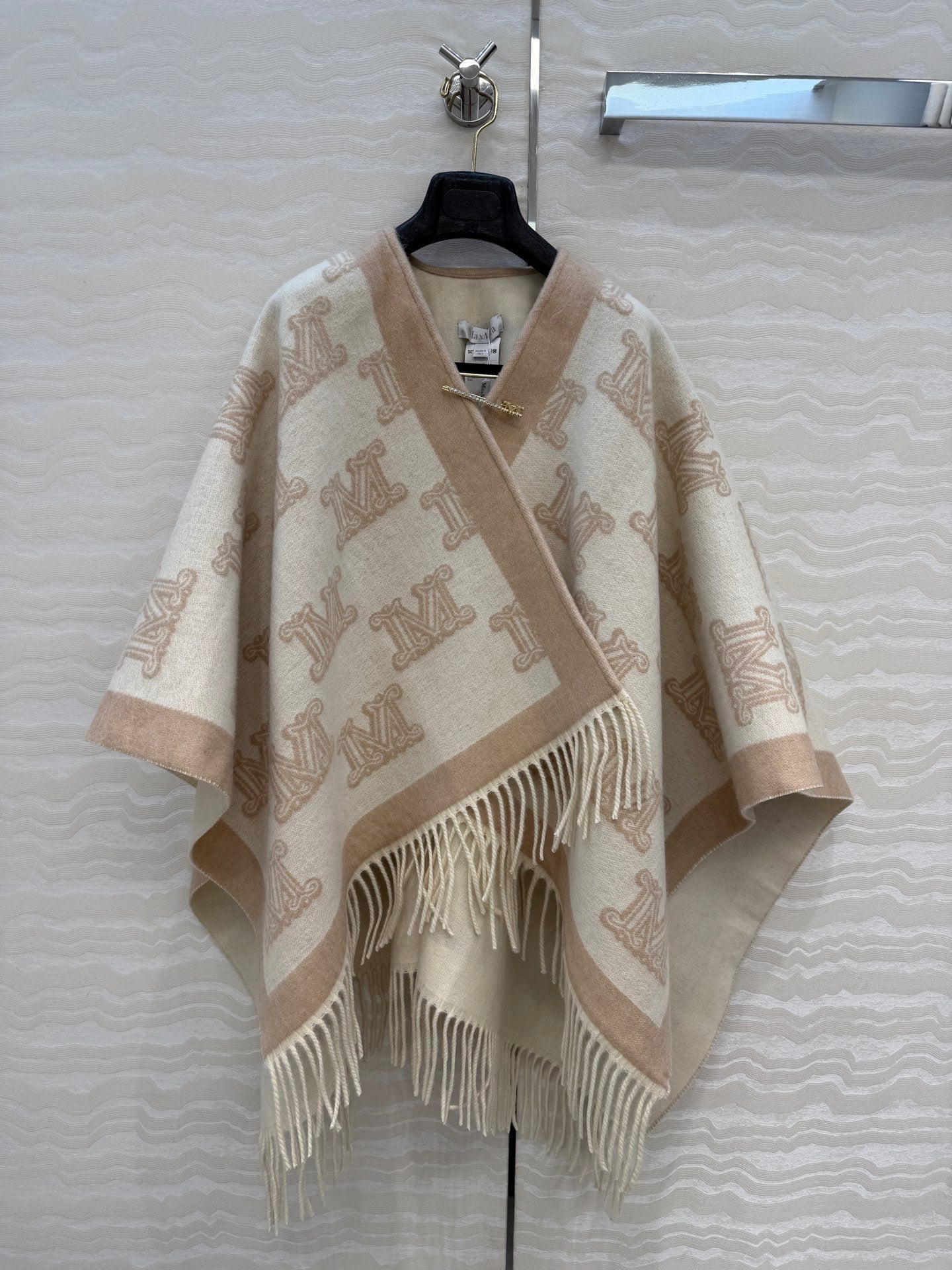 Max Mara 26S Monogram Fringe Poncho Cape 440931