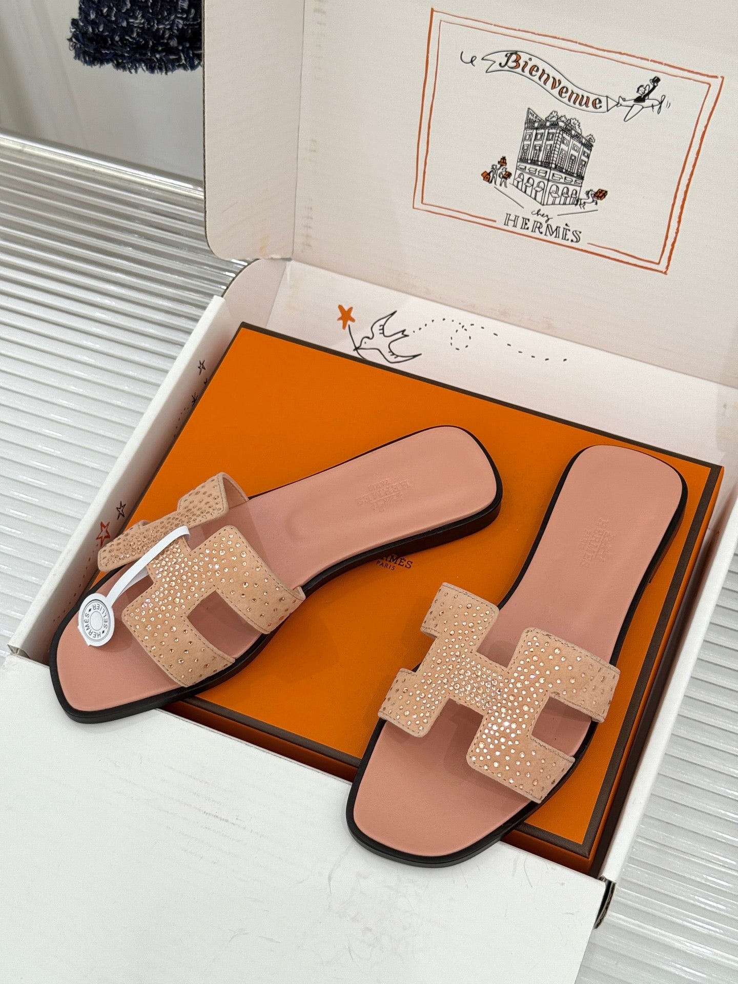 HM 26s Oran Sandals With Crystal-Embellished Suede 991880