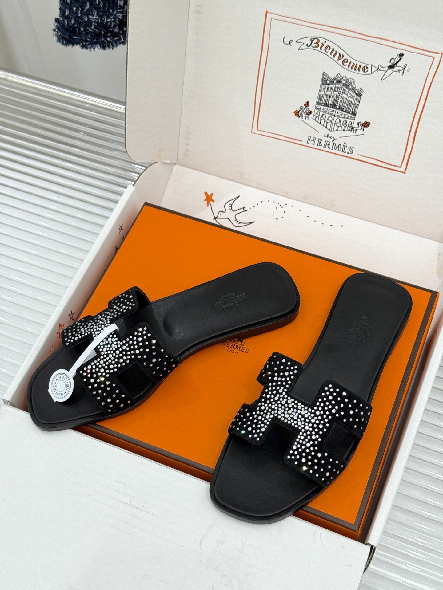 HM 26s Oran Sandals With Crystal-Embellished Suede 991880