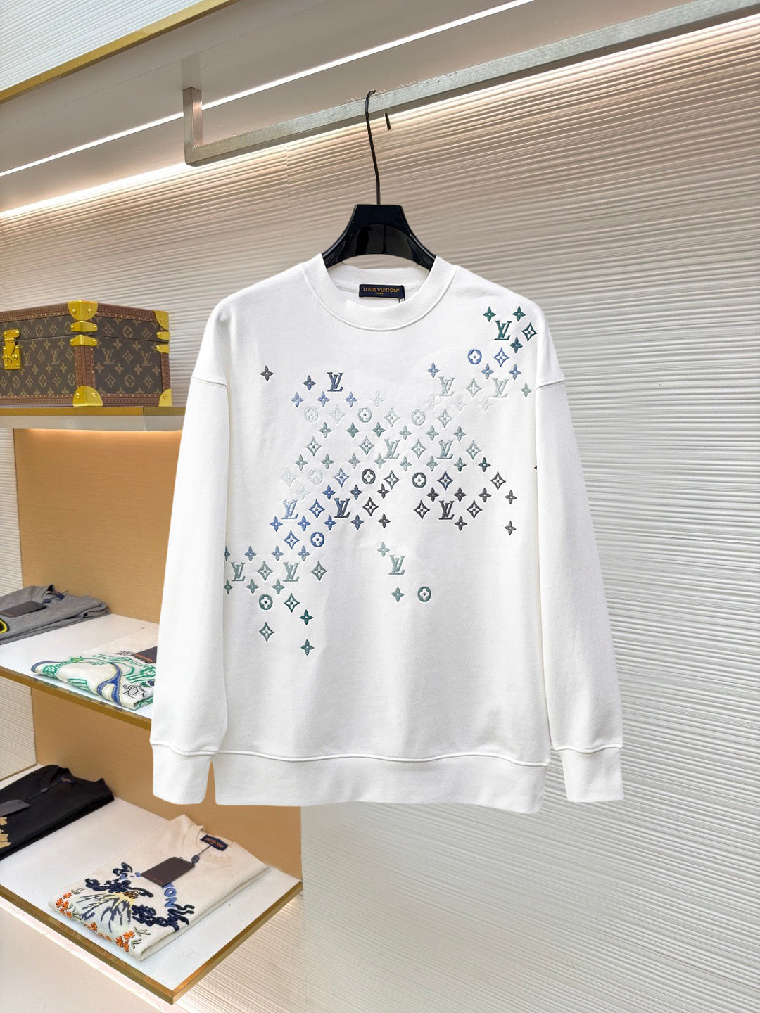 LV 26s Men Crewneck Sweatshirt Allunder Monogram Pattern 382054