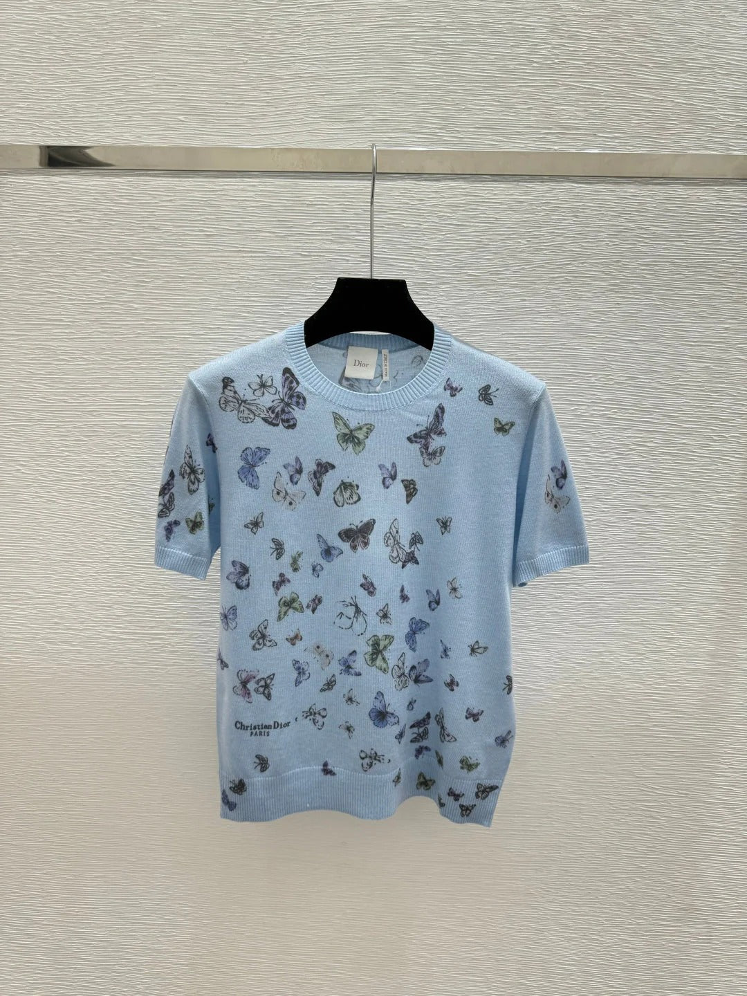 Dior 2026 Butterfly Print Knit Short-Sleeve T-Shirt Wool 355164