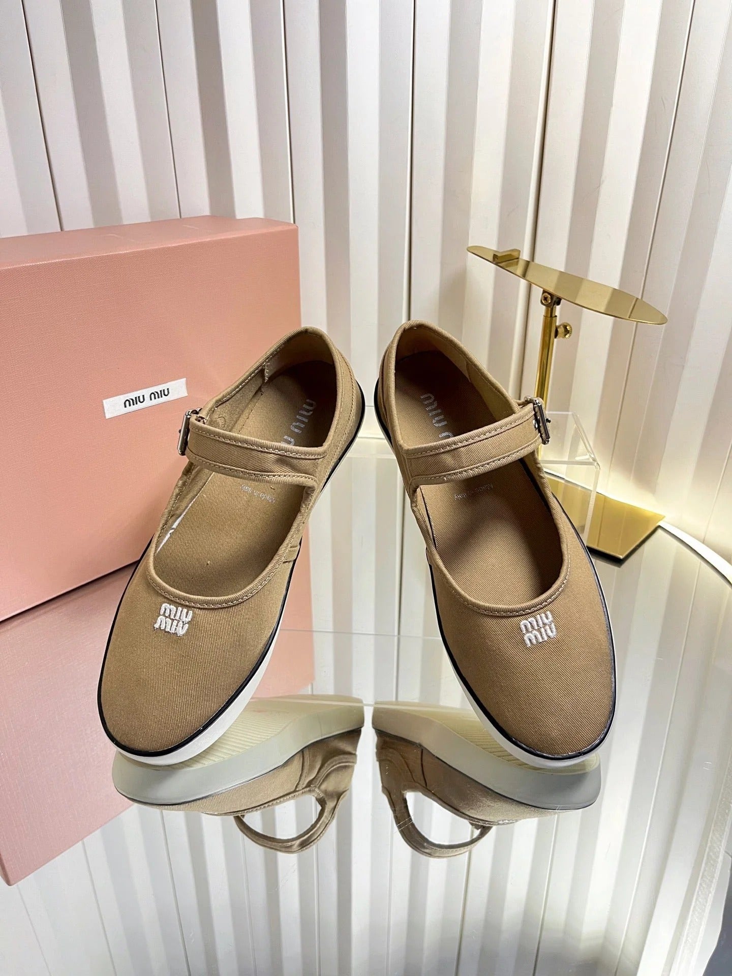 Miumiu 2026 Drill Ballet Flat Canvas 922964