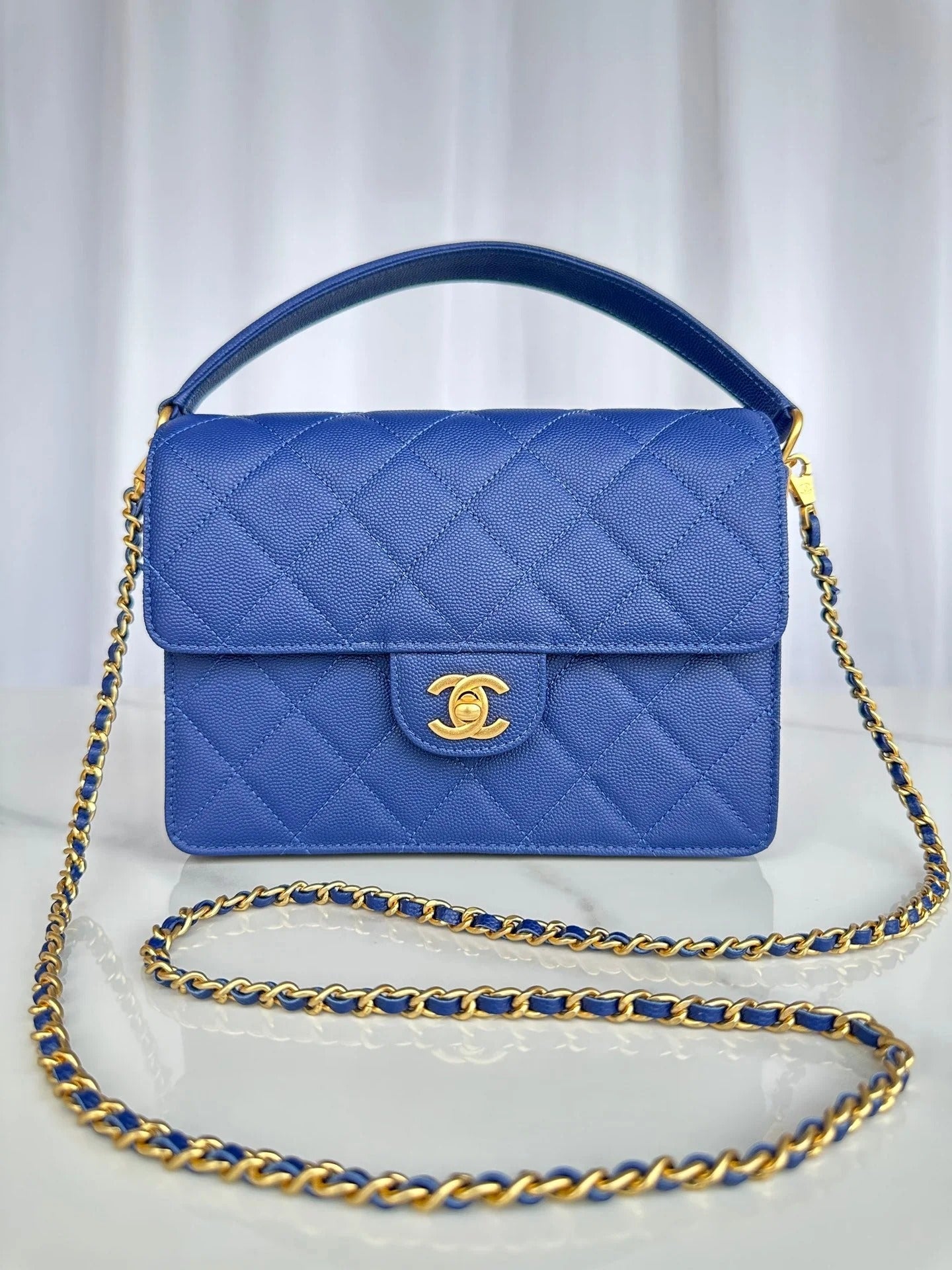 Chanel 2026 Flap Bag with Top Handle Gum-grain Cowhide