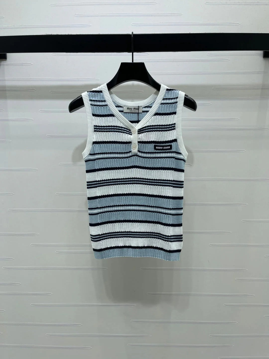 Miumiu 2026 Striped knit V-neck Vest Wool 246238