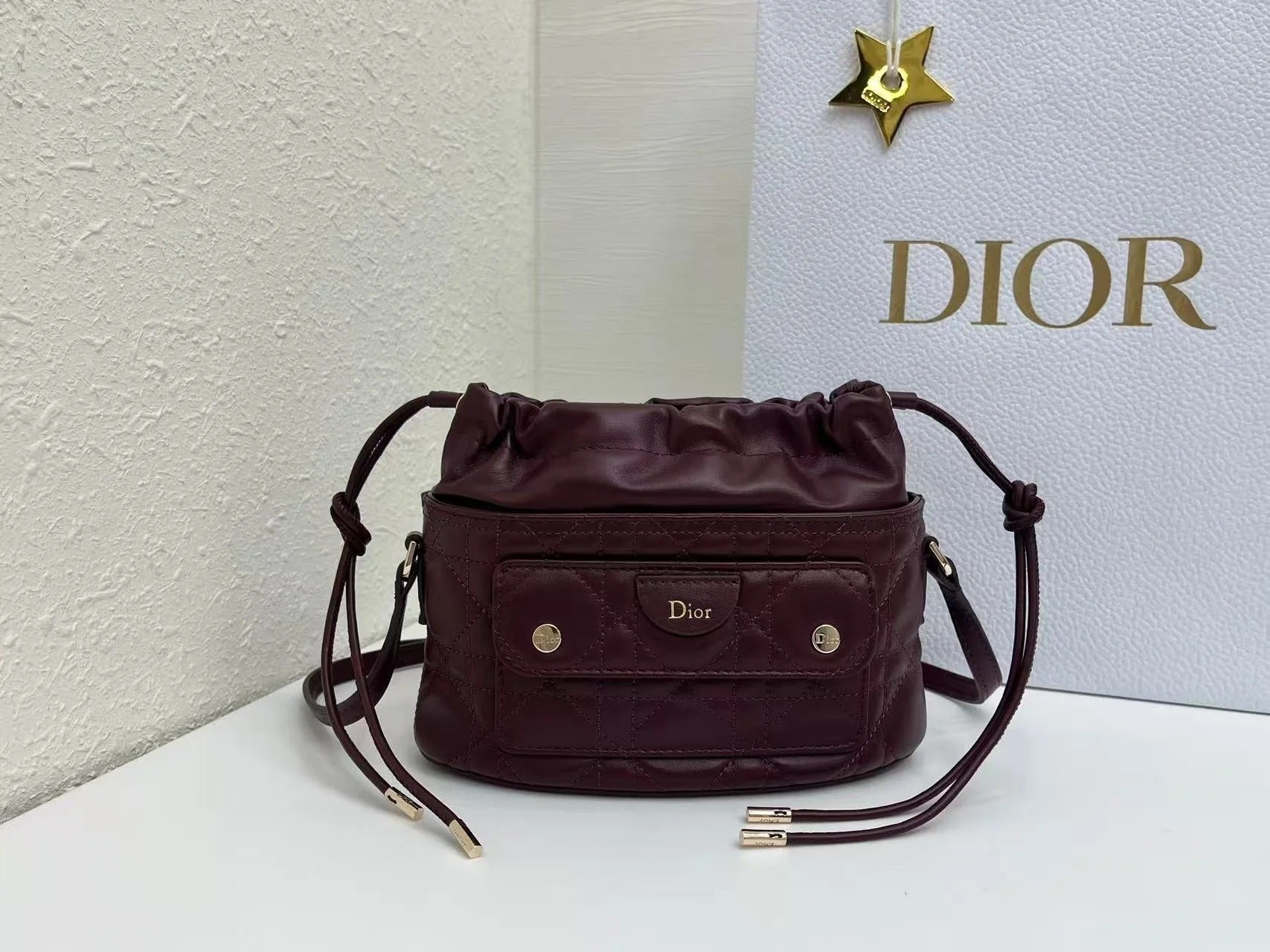 Dior 2026 Mini DiorTravel Bucket Bag 22cm Fabric Lambskin