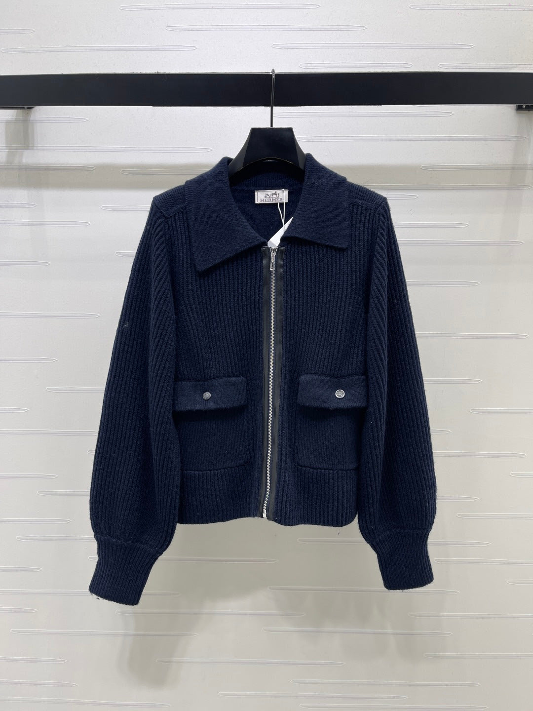 HM 26s Zip Up Cardigan Wool White Knit 439789