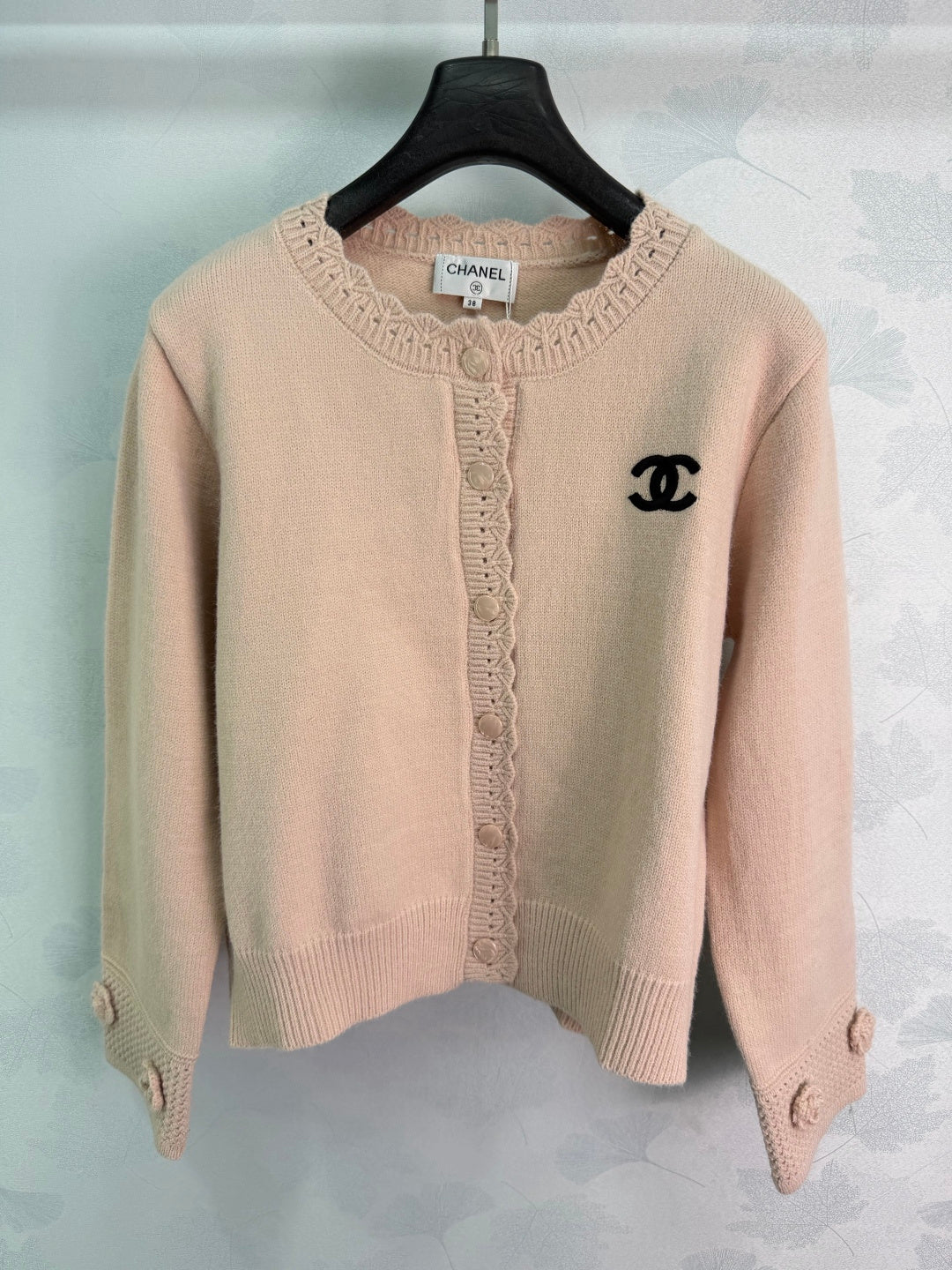 Chanel 26S Camellia Trim Knit Cardigan 449505