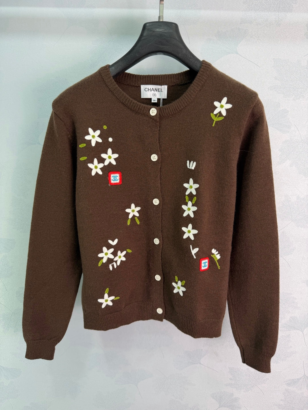 Chanel 26S Floral Intarsia Knit Cardigan Yellow 449333