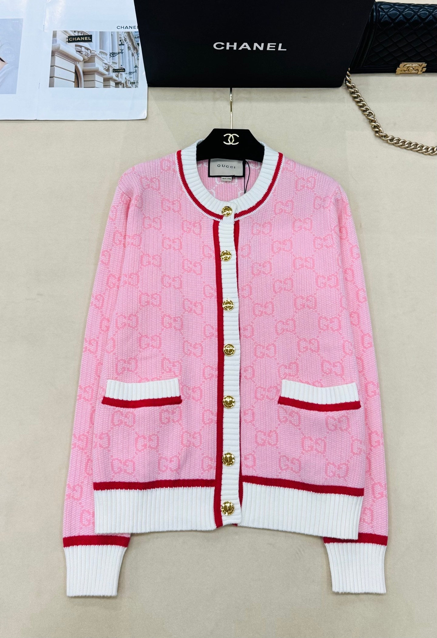 Gucci 26s Cardigan Multicolor Monogram Knit 448131