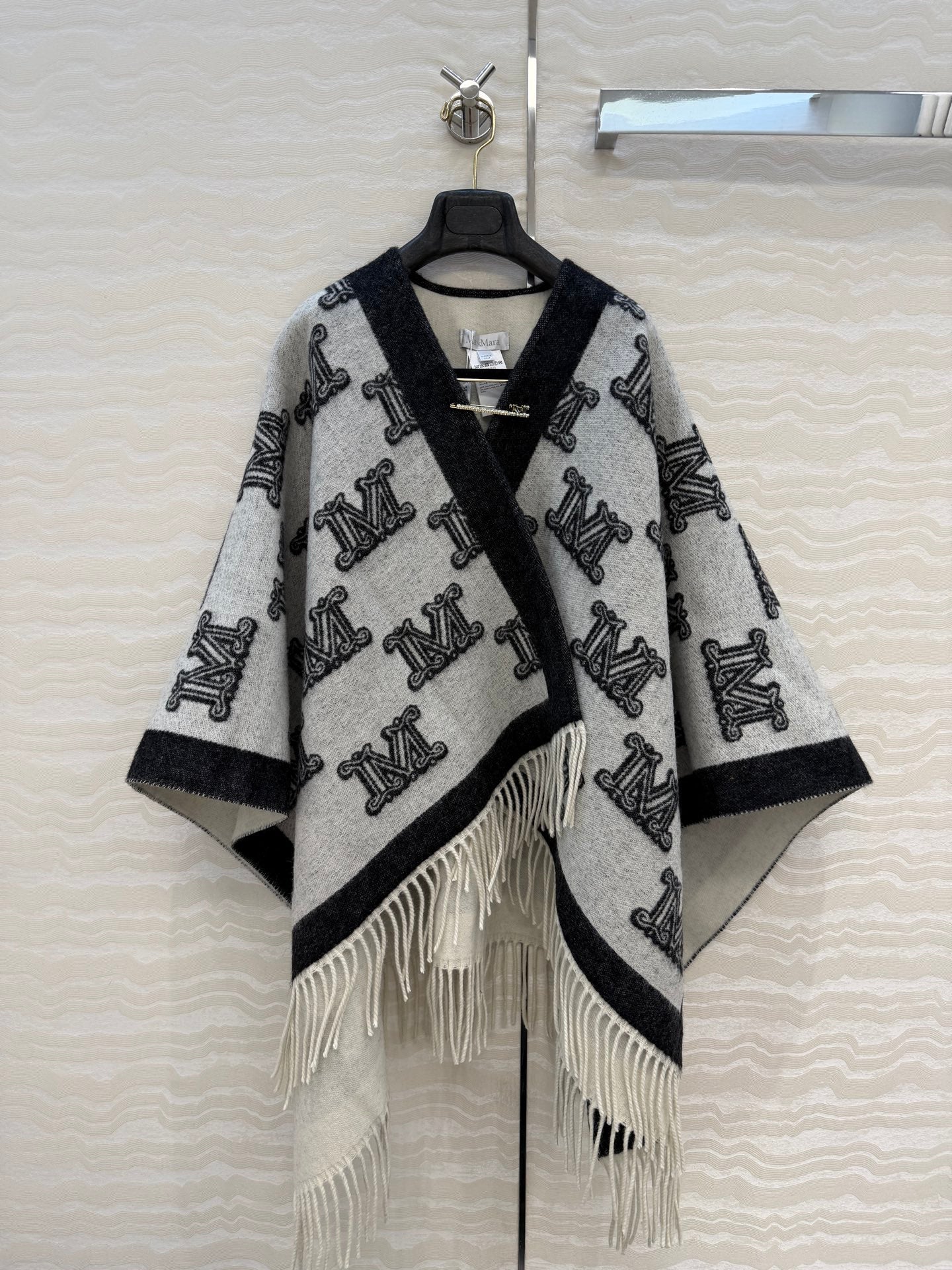 Max Mara 26S Monogram Fringe Poncho Cape 440931