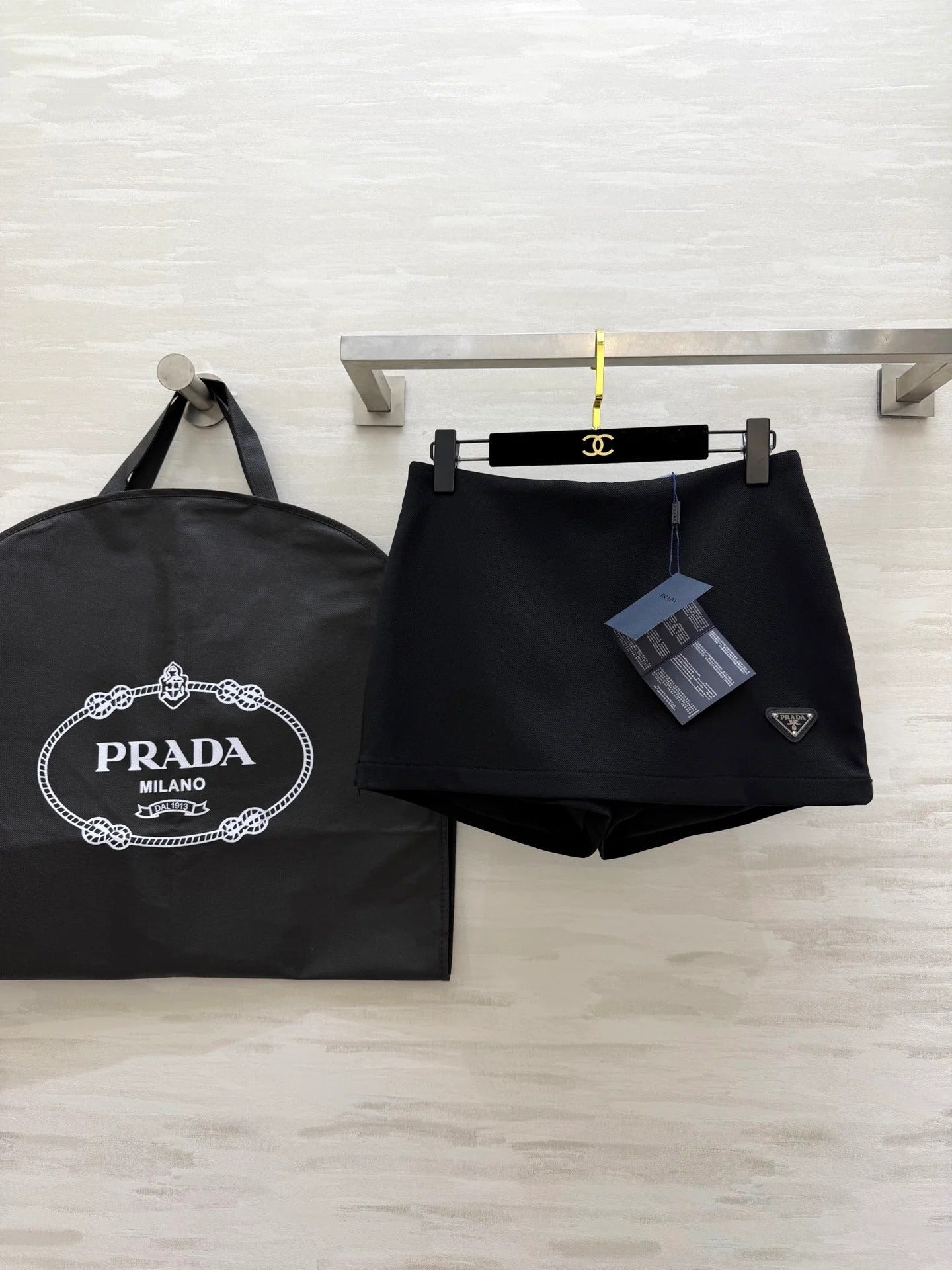 Prada 2026 Miniskirt Black and Gray Re-Nylon 358613