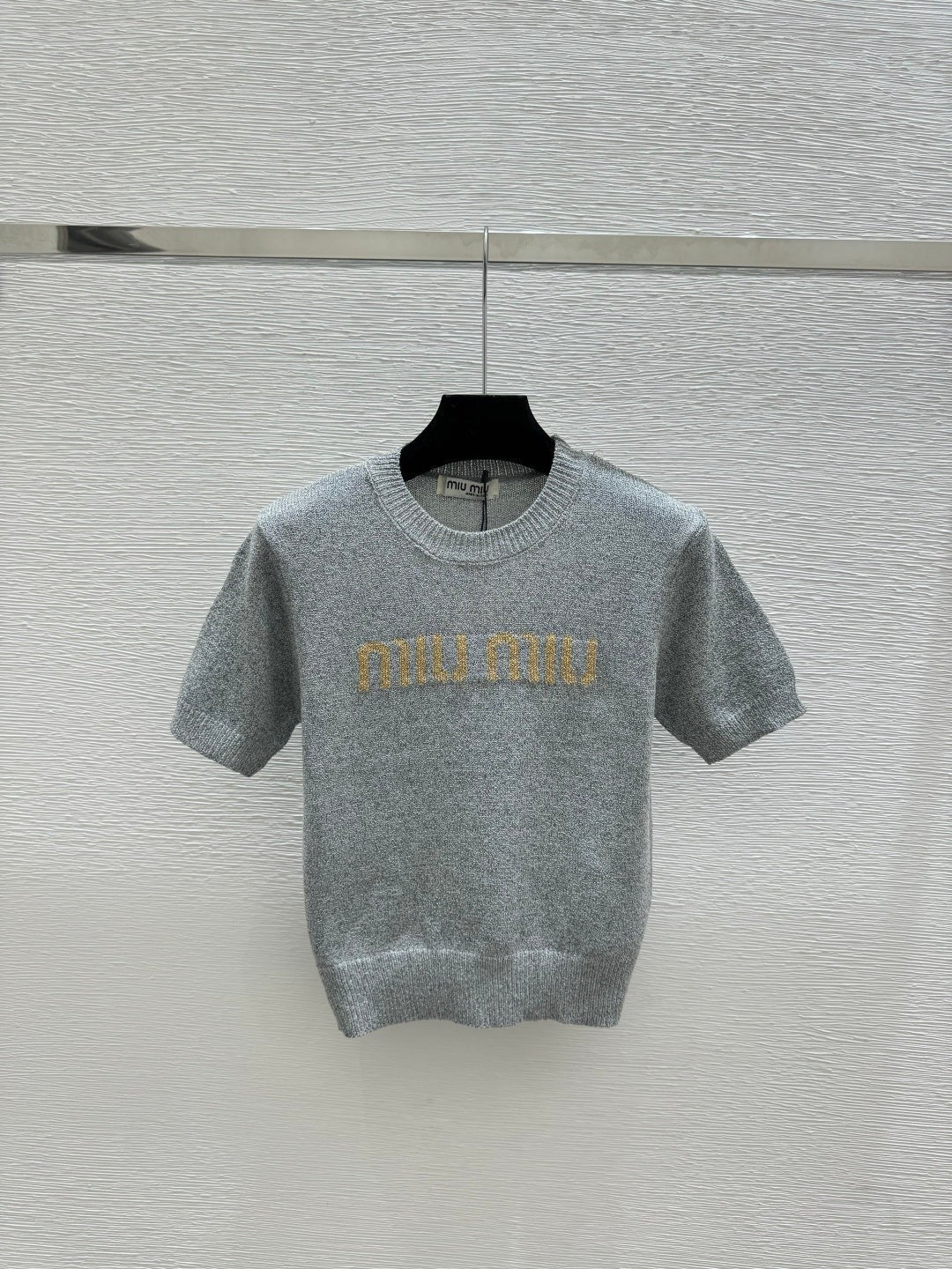 Miu Miu 2026 Short-sleeved Top White Gray Black Tencel Cotton 14171