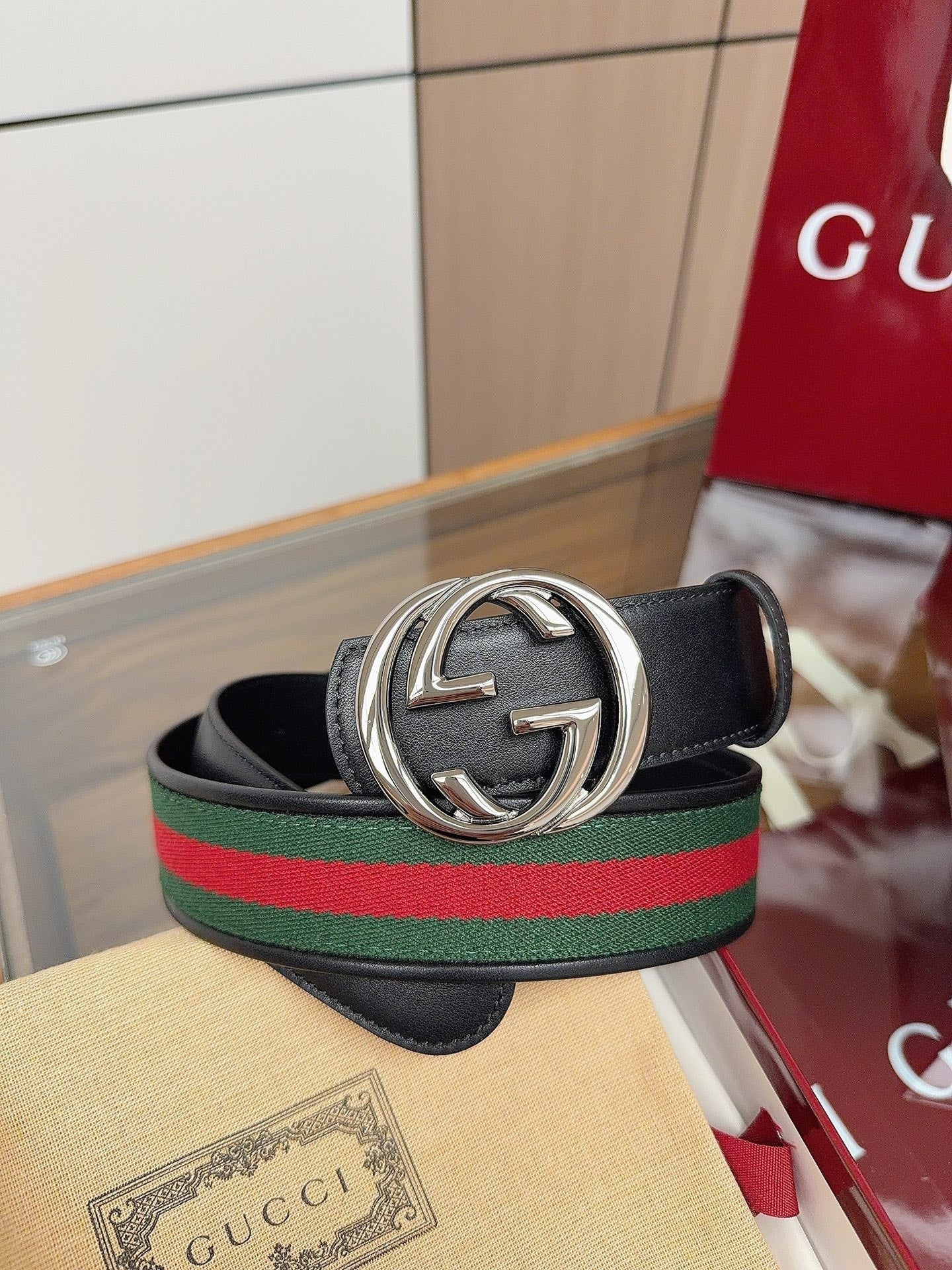 Gucci 2026 GG Supreme Belt 40mm Canvas Leather 215503