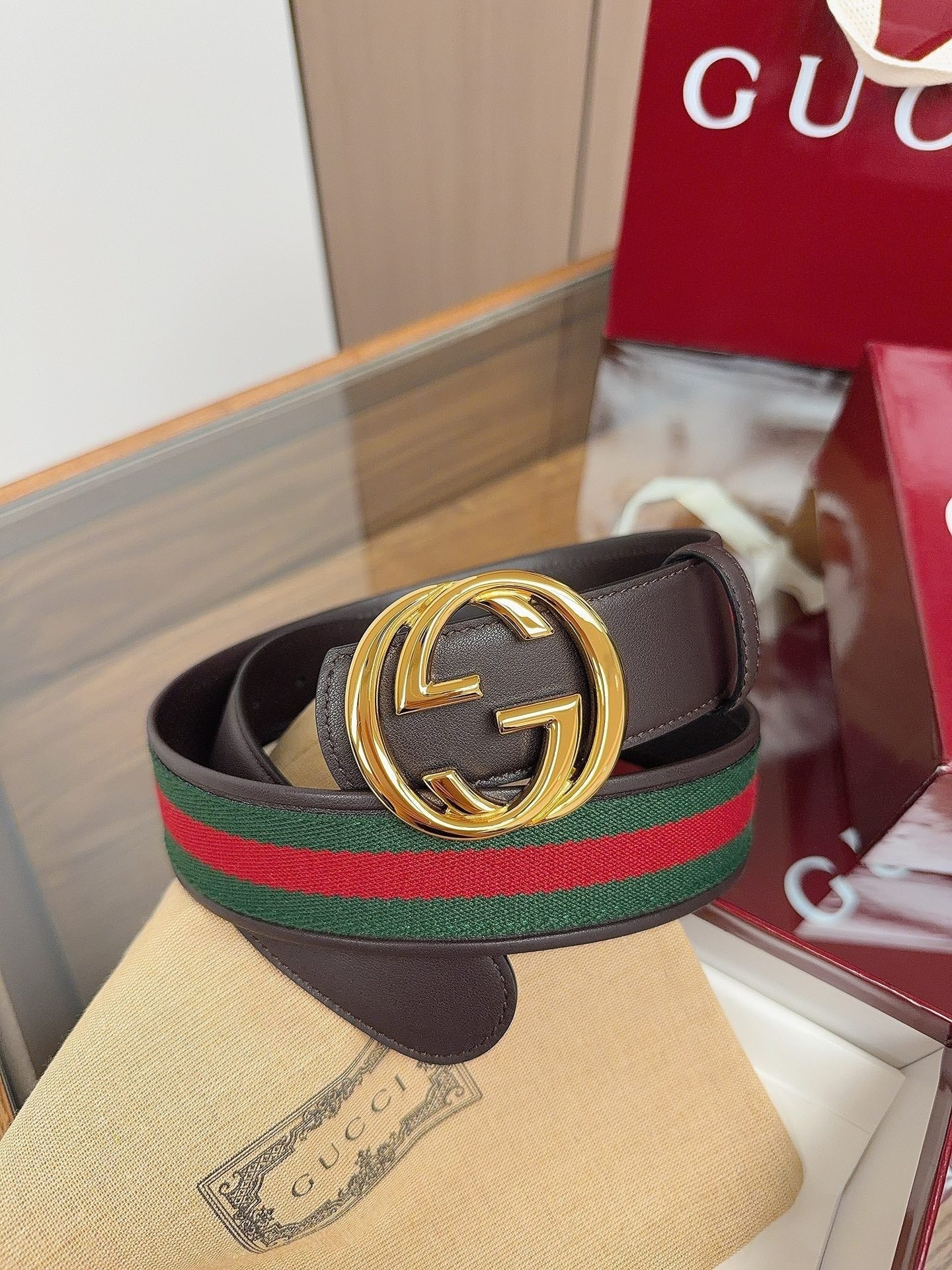Gucci 2026 GG Supreme Belt 40mm Canvas Leather 215503