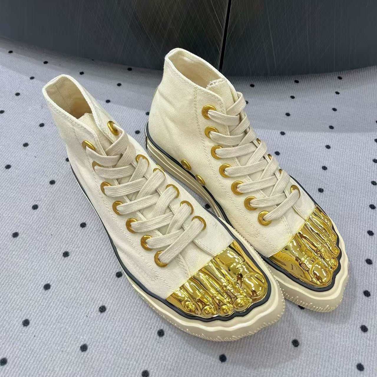 MS Trompe l’Oeil Toe Cap Sneakers Fabric Metal
